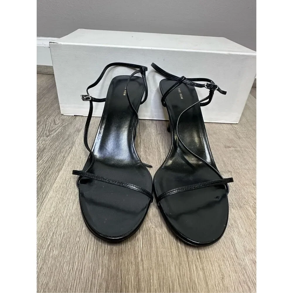 The Row Leather Strappy Heeled Bare Sandals Black Size 36 $890 - Picture 5 of 10